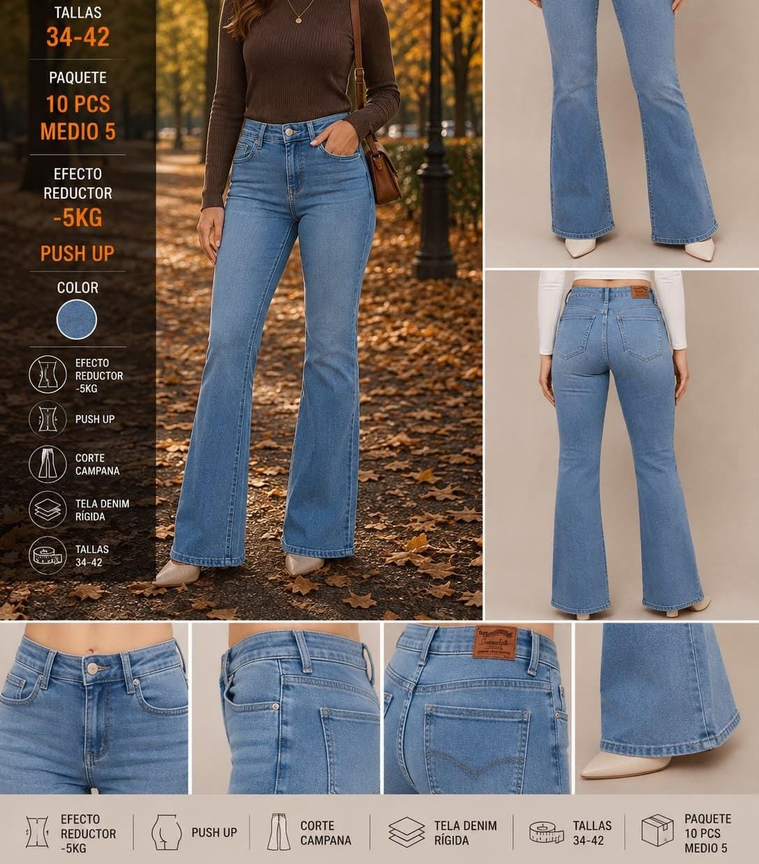 Jeans campana push up efecto reductor