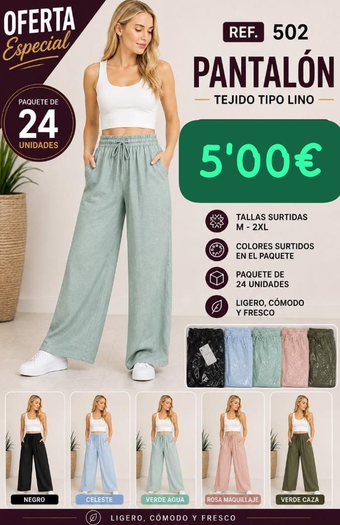 Pantalón ancho tipo lino