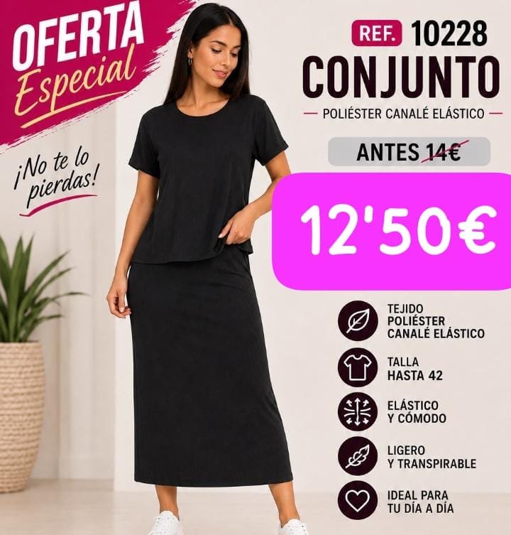 Conjunto camiseta y falda de canalé