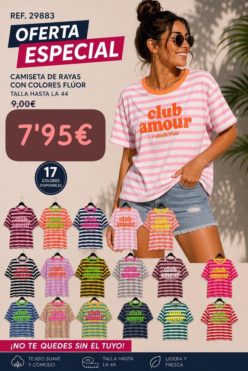 Camiseta de rayas con colores flúor