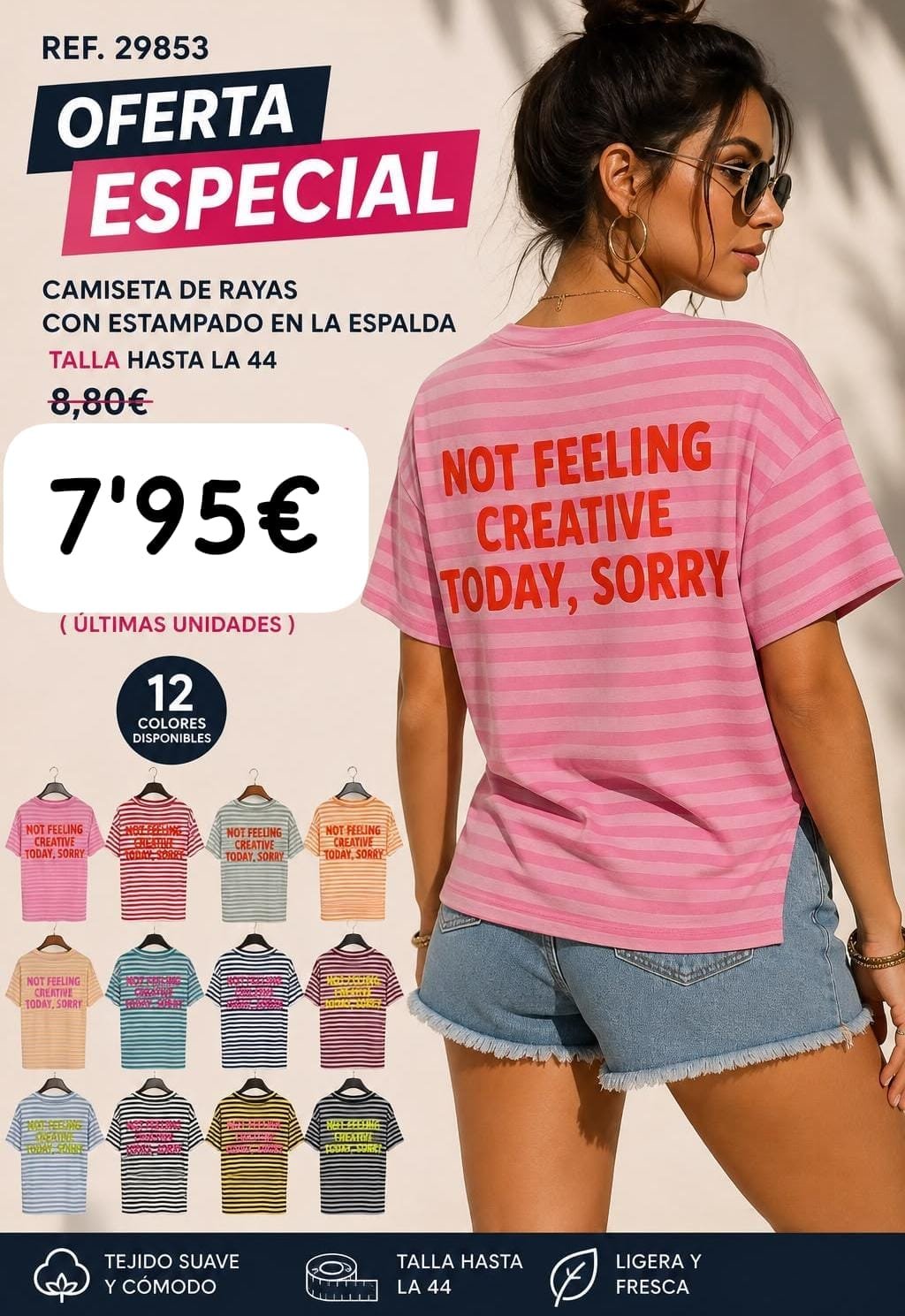 Camiseta de rayas con estampado en la espalda